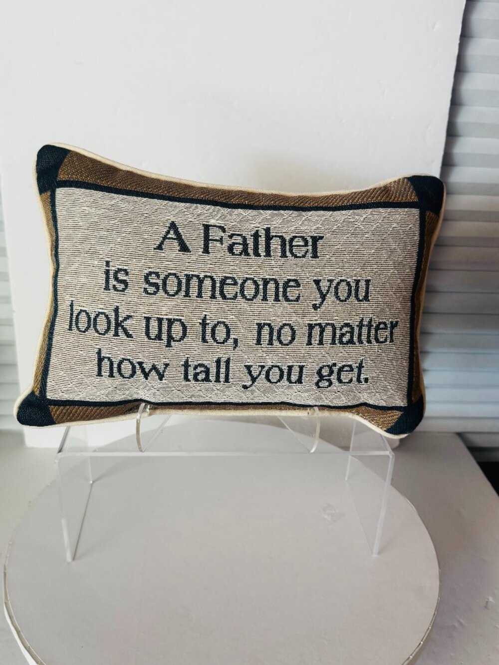 Tapestry "Father" Decorative Throw Pillow 12x8" Accent Tan Black Gift Father Day
